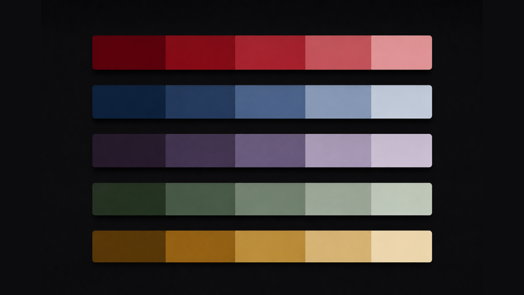 minimal color palette representing psychological effects of chart colors in trading